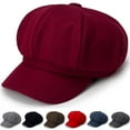 thumbnail image 3 of Wide Brim Sunscreen Beret Hat Skin-Touch Retro Octagonal Painter Woolen Hat for Fall Winter, 3 of 9