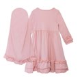 thumbnail image 4 of Robe Longue avec Manches Robe Unie à Manches Longues avec Foulard Assorti Ensemble Deux Pièces Robe Longue pour Filles, 4 of 8