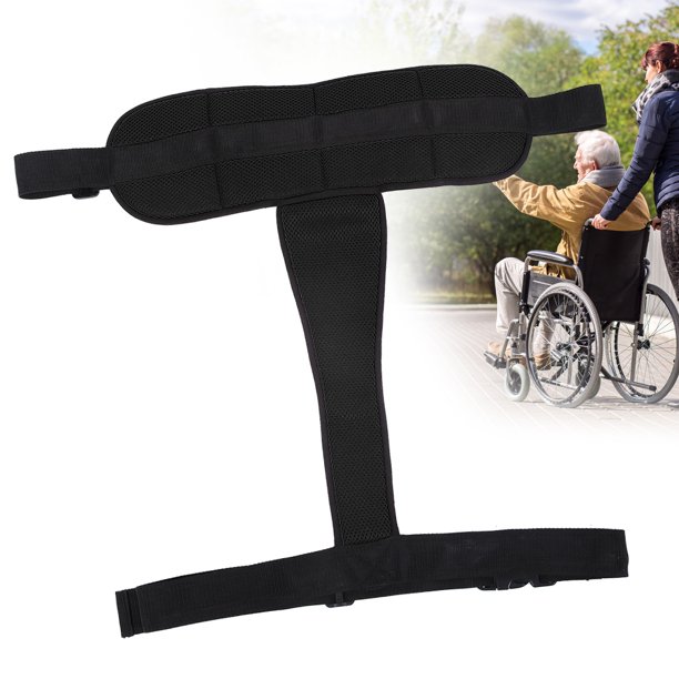 Cinturón de seguridad para silla de ruedas, cinturón de seguridad protector ajustable Cinturón fijo para ancianos con sujeción Correa de arnés y cinturón de hombro para cuidados(negro) Ecomeon no