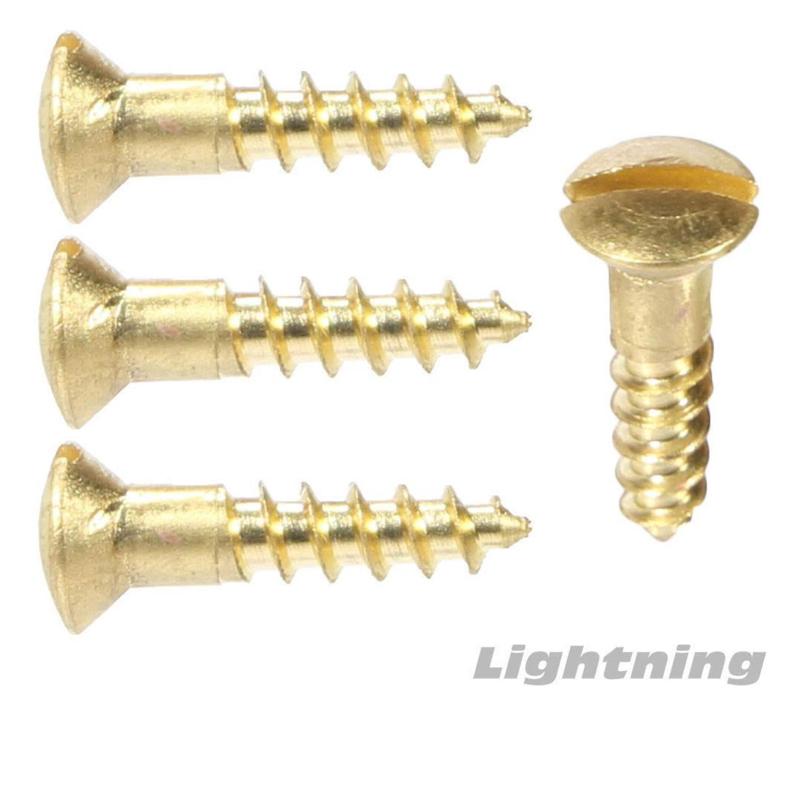 #6 x 3/8 Solid Brass Wood Screws Oval Head Slotted Drive Quantity 100