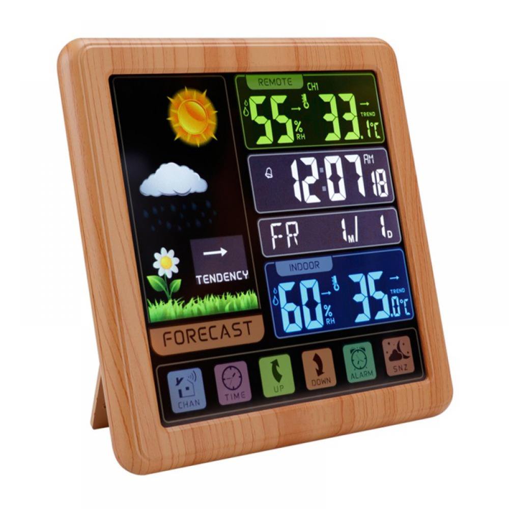 KEINXS Full Weather Clock Weather Station Indoor Outdoor Color Display Weather Atomic Clock