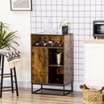 thumbnail image 2 of HOMCOM Industrial Wine Rack Cabinet for 4 Bottles with Tempered Glass Top, Adjustable Shelves, Rustic Brown, 2 of 10
