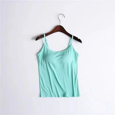 Womens Tops With Chest Pads One Camisole Thin Straps Underwear Sports Bottoming Shirt Tank Top for Women Plus Size Tops for Women Mint Green Modal XL