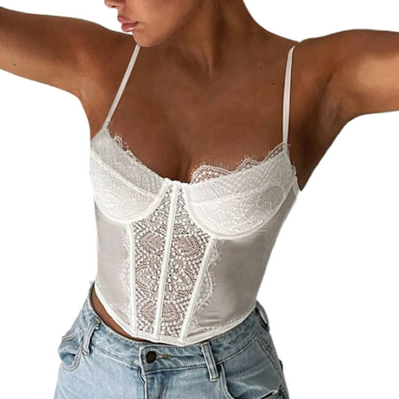 Oversized Tshirts for Women Fashion Top Women Baggy Top Women 3xl Alien Top Shirts for Women Muscle Womens Ladies Vest Wrapped Chest Lace Solid Color Sling Corset Top