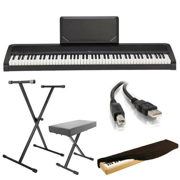 Korg B2N Digital Piano With Light Touch Keyboard 88 Keys with Built in Speakers   USB Cable   Keyboard Dust Cover   Stand & Bench Pack