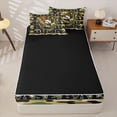 thumbnail image 4 of Castle Fairy Vintage Baseball Zipper Twin Comforter Sets with Fitted Sheet and 2 Pillowcases, Camouflage Glove Pattern Zipper Bedding Set, Green Brown,4-Piece,Black Reversible, 4 of 6