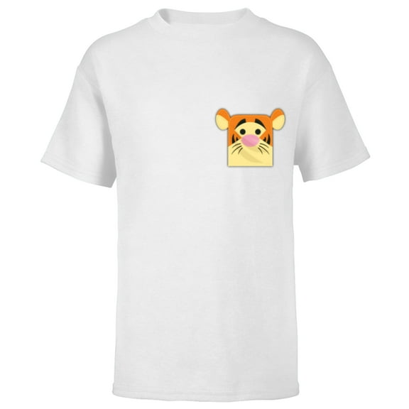 Disney Winnie the Pooh Tigger Small Block Character Pocket - Short Sleeve T-Shirt for Kids - Customized-White