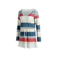 thumbnail image 2 of Yuemengxuan Women Summer Dress, Stripe V-Neck Long Sleeves Drawstring Waist Skirt, 2 of 9