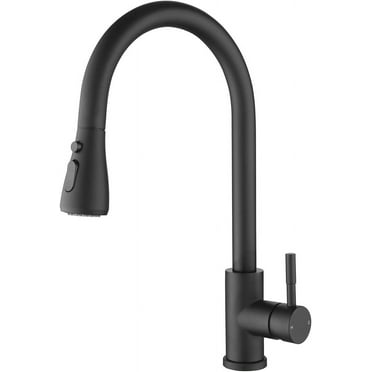 Modern Style Kitchen Faucet with Pull Out Spraye, Stainless Steel Faucet with High Arc 360°Rotating Nozzle,Flow/Spray Water Mode,Matte Black