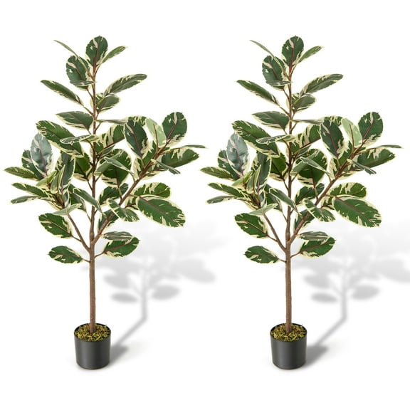 Gymax 4.3 FT Artificial Bird of Paradise Plant 2 Pack Fake Banana Leaf Potted Tree