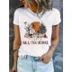 thumbnail image 1 of Happy Hallothanksmas Print T-shirt, Casual Crew Neck Short Sleeve Top, Women's Clothing, 1 of 6