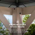 thumbnail image 3 of SUNJOY Hardtop Gazebo 13 x 15 ft. Standard Cedar Framed Wood Gazebo, Outdoor Patio Gazebo with Dark Brown Steel and Polycarbonate Hip Roof and Ceiling Hook, Dark Brown Roof + Dark Wood Frame, 3 of 10