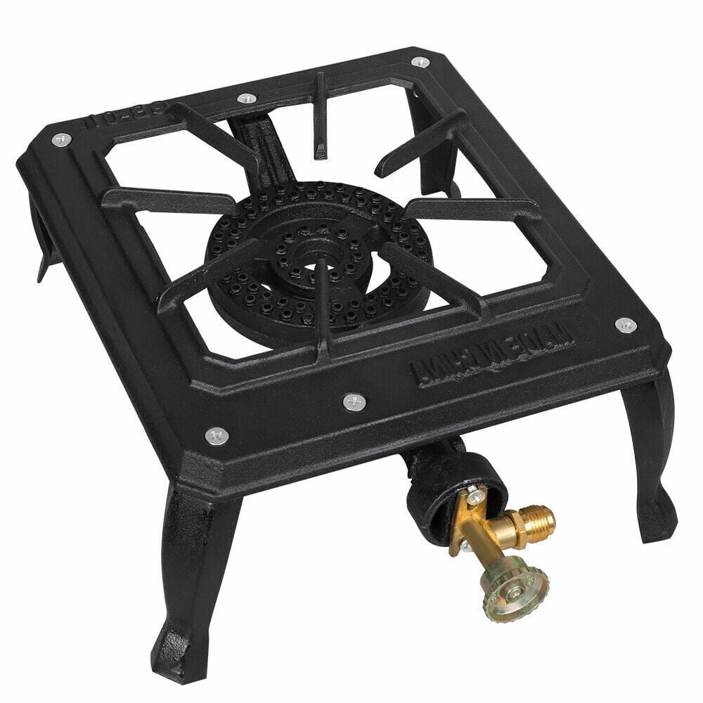Single Burner Camping Stove Cast Iron Propane Gas LPG Outdoor Camping BBQ Cooker with Regulator Hose
