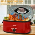 thumbnail image 3 of Superjoe 24 QT Electric Stainless Steel Turkey Roaster Oven, Self-Basting Lid Removable Insert Pot, Red, 3 of 10