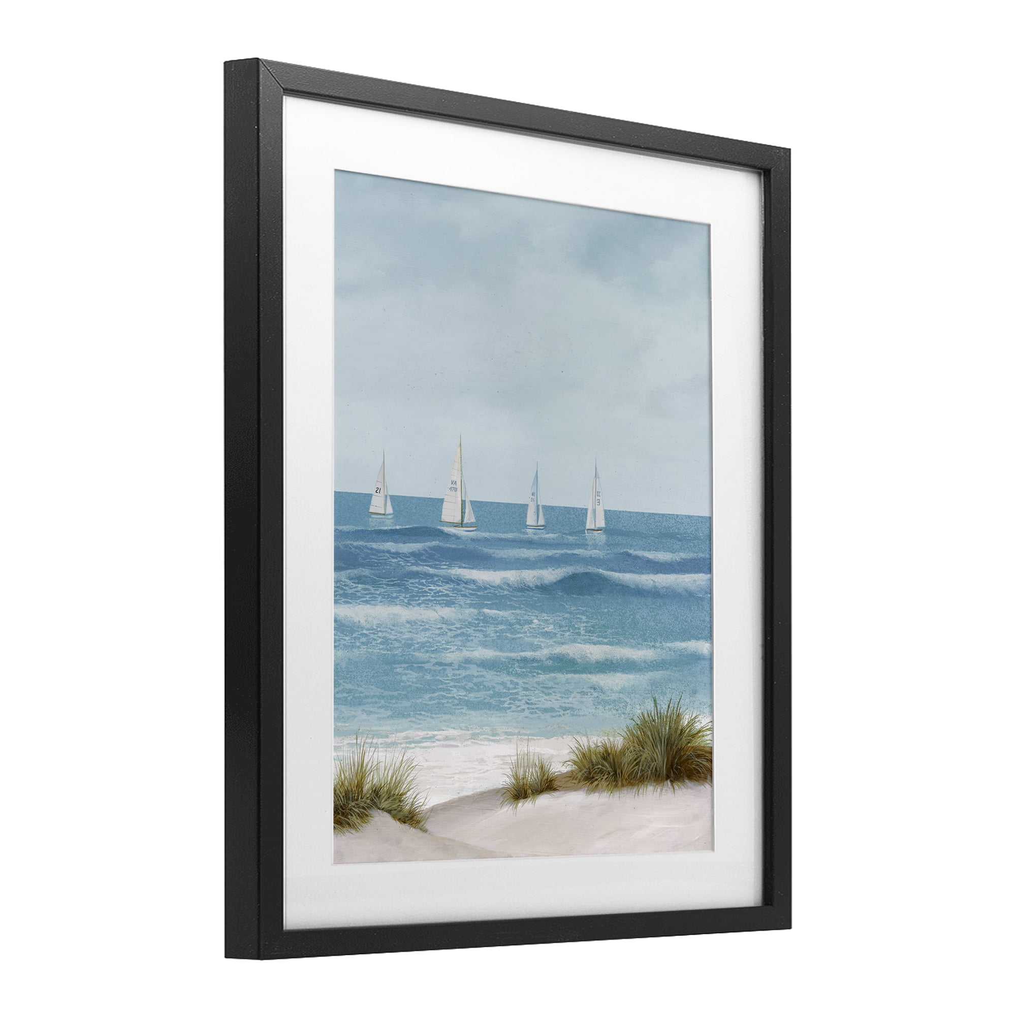 Stupell Industries Boats Sailing Away Black Framed Print Under Glass, design by Lorenzo Collective