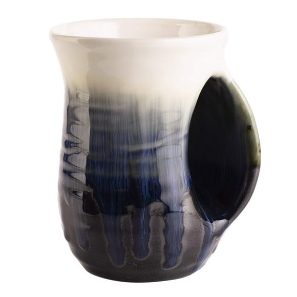 GUTE Chauffe-Mains, Céramique et Peint à la Main - Poche Profilée pour Tenir au Chaud de Votre Boisson pour Garder Vos Doigts au Chaud, Chauffe-Mains Confortable (Bleu Océan) (Main Droite)