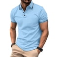 thumbnail image 5 of Homeyce Golf Polos for Men Collar Short Sleeve Polo Shirts Button Down Casual Lightweigt Fashion Work Polo Sweatshirt Solid Color Golf T Shirt,Blue XL, 5 of 7