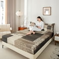 thumbnail image 4 of Manfei Modern Geometeic Square Twin Sheet Sets,Abstract Plaid Twin Fitted Sheet,Brown Beige Flat Sheet For Teens,Breathable Home Decor,3-Piece, 4 of 7