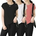 thumbnail image 2 of Yubnlvae Lot de 3 T-Shirts de Base en Modal - T-Shirts à Col Rond Doux à Manches Courtes pour Femmes (Port Quotidien Respirant / Confort Léger) (H / L), 2 of 9