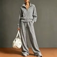 thumbnail image 2 of Szluipve 2 Piece Sets for Women Leopard Print 2 Piece Tracksuit Zip Up Stand Collar Jacket Elastic Waist Wide Leg Pants Casual Loungewear Outfit Set Gray M, 2 of 7