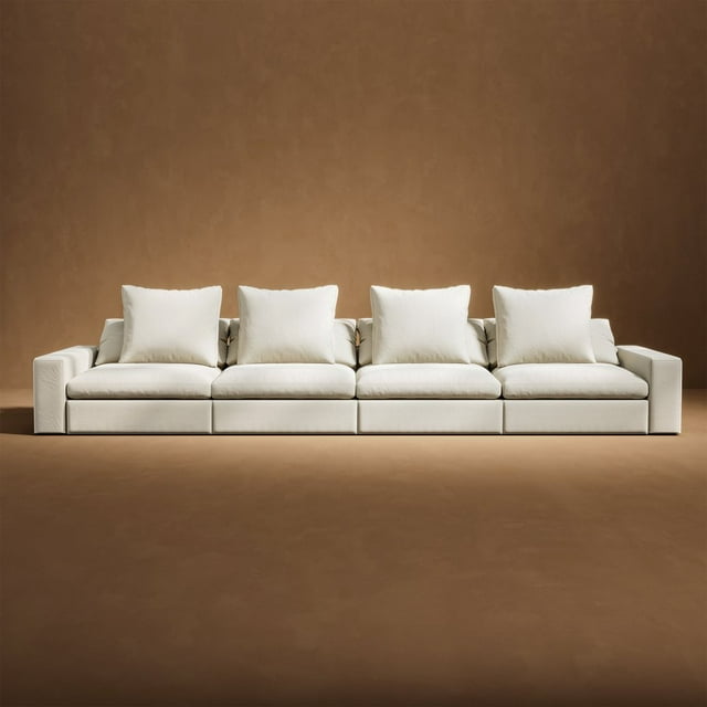 CHOK 2024 Cloud Puff Sofa Modern Modular Sectional Sofa 4 Seats Cushion Covers Removable High Density Memory Foam White