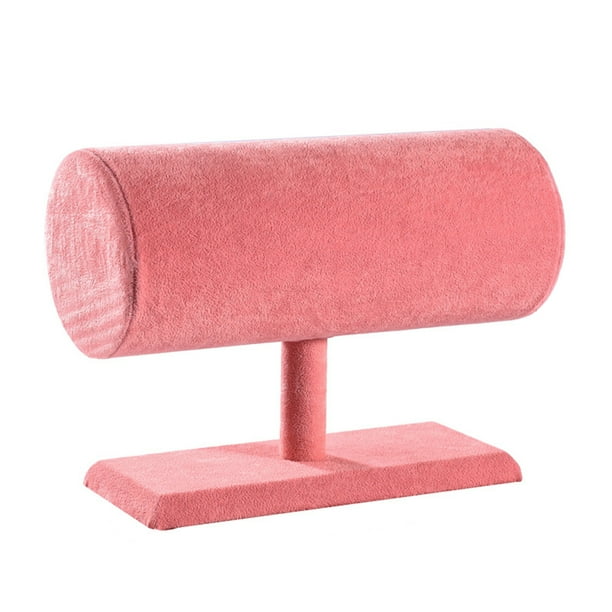 Soporte de exhibición T-bar Qarigey organizador joyería almacenamiento Rosa