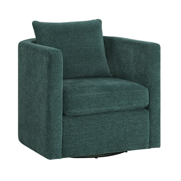 Comfort Pointe Sheldon Peacock Green Fabric Swivel Barrel Chair