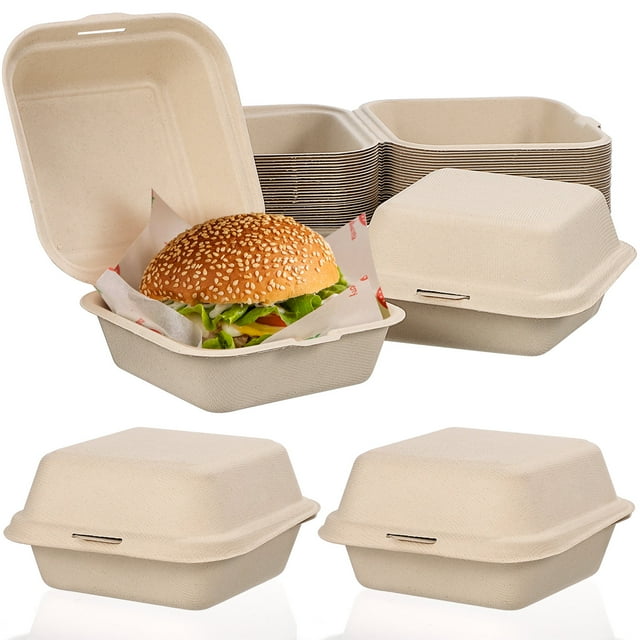 KAKOWELY 30Pcs Disposable Food Box To Go Box Disposable Food Container To Go Container Packaging Boxes,5.98"X5.98"X3.07"