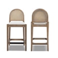 thumbnail image 3 of Panama 26.5" Curved Back Cane Rattan Counter Stool Set of 2 Two-Tone Neutral Gray Polyester Wool Blend, 3 of 9
