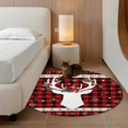 thumbnail image 2 of Round Rug 4Ft Washable Non-Slip, Christmas Elk Circle Area Rugs for Living Room Bedroom, Xmas Birds Black Red Checkered Snowflake Indoor Floor Mats Carpet Runner for Home Decor Aesthetic, 2 of 8