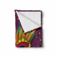 thumbnail image 2 of Mardi Gras Soft Flannel Fleece Throw Blanket, Festival Design on Purple Backdrop with Stars and Colorful Dots, Cozy Plush for Indoor and Outdoor Use, 50" x 70", Purple Orange Green, by Ambesonne, 2 of 6