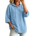 thumbnail image 2 of KHONTS Short Sleeve Hooded Sweaters for Women Plus Size Hoodies Fall Winter Cozy Knitted Drawstring Soft Pullover Tops BU3 XXXXL, 2 of 4