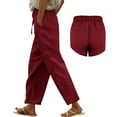 thumbnail image 5 of BKQCNKM Linen Pants Women, Petite Pants for Women, Gauze Pants for Women Casual Summer, Lounge Pants Women, Lightweight Pants Women, Red M, 5 of 9