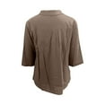 thumbnail image 4 of Weikingp T Shirts For Women Clearance,Womens Button Down Shirts Color Block Casual 3/4 Sleeve Cotton Linen Causal Blouses Tops Work Blouse Tops V Neck T Shirts For Women Womens Tops Khaki 2Xl, 4 of 4