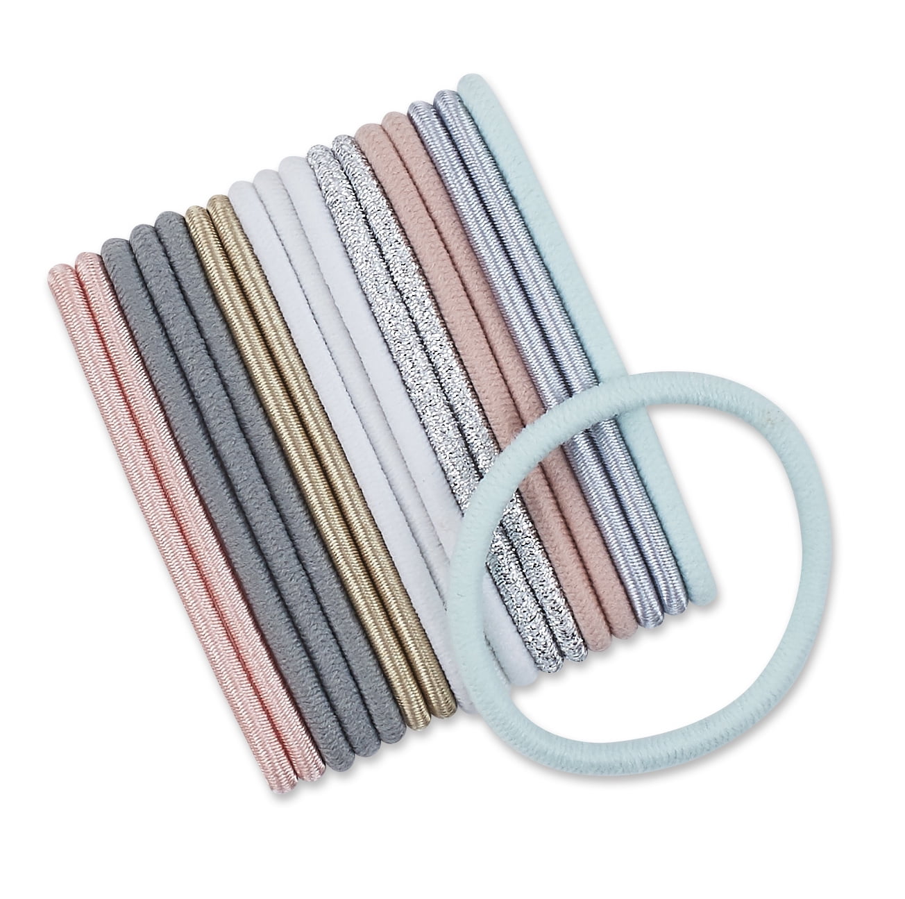 (4 pack) Scunci No-Damage Elastic Stretch Nylon Hairbands in Pastel Colors, 18ct