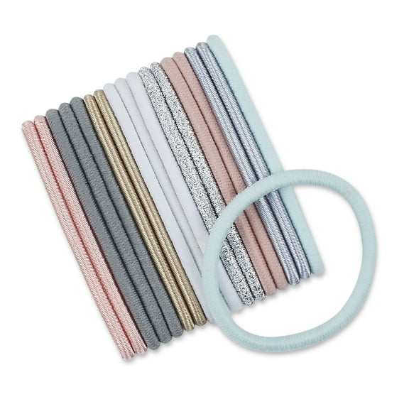 Scunci No-Damage Elastic Stretch Nylon Hairbands in Pastel Colors, 18ct