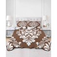 thumbnail image 2 of Quilts Full Size Bedding Set, Brown Boho Lightweight Quilted Comforter, Vintage Classic Bohemia Flower Textured Soft Reversible Bedspread Coverlet with Pillow Covers for All Season, 78" x 90", 2 of 7