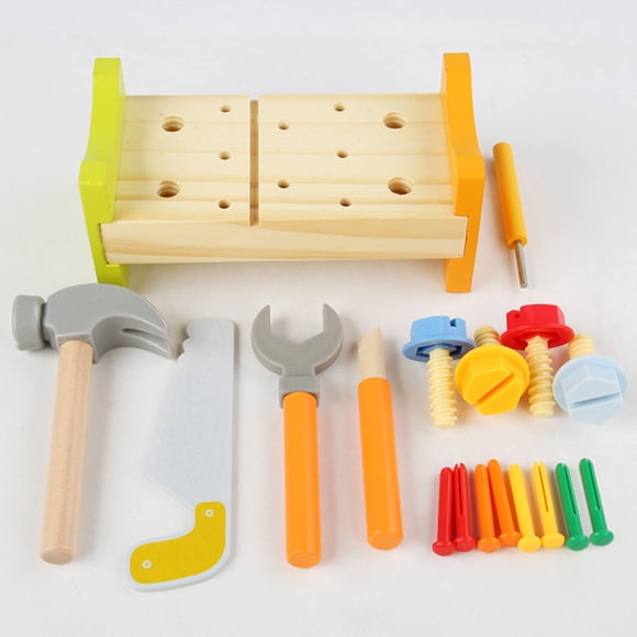 HONMEET Wooden Pounding Peg Workbench Toy for Kids Safe Durable and Educational Assorted Color