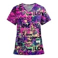 thumbnail image 3 of Garbnen Heart Print Scrubs Women Plus Size Stretch V Neck Short Sleeve Woman's Shirts Xmas Valentine's Day Holiday Prints Nursing Medical Uniform, 3 of 7