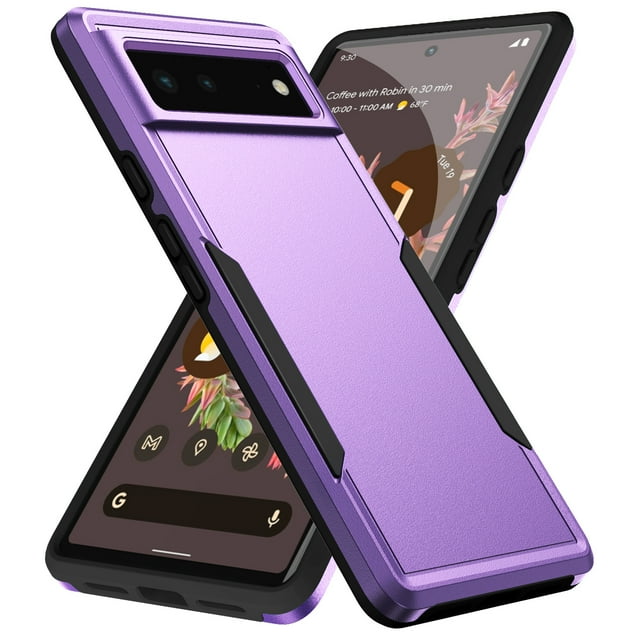 TopSave New Style Matt Polish PC+TPU 2 in 1 Slim Lightweight Shockproof, Rugged, Protective Armor Case For Google Pixel 6 Pro (6.71"), Purple