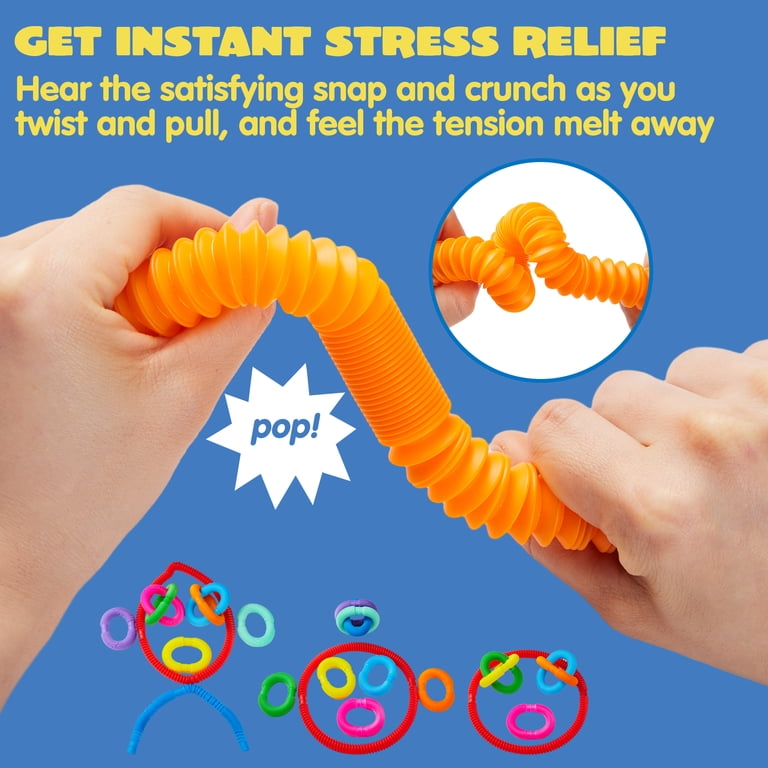 Joyfy 18 Pack Pop Tubes Fidget, 9 Colors Connectable photo 5