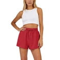 thumbnail image 4 of LNZGNM Women Casual Shorts Drawstring Comfy Elastic Waist Shorts Summer Pull On Short Pants with Pockets,Red M, 4 of 6