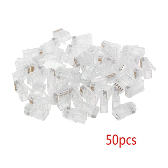 POPLIS 50pcs 10P10C RJ45 RJ48 RJ50 Cat5E UTP Ethernet Connector Network Modular Crystal