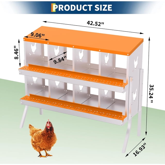 Poulailler à 8 Trous avec Ventilation, Acier Galvanisé pour Poules et Canards