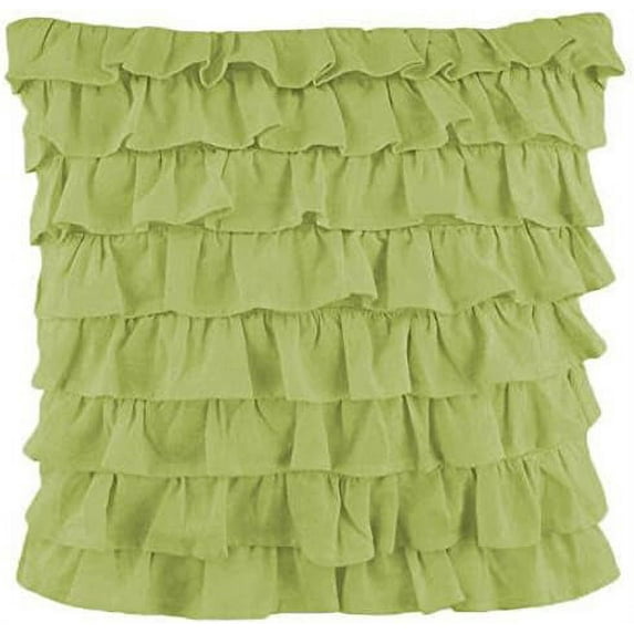 Amay 2-PC Ultra Soft Multi Ruffle Pillow sham 800 Thread Count Organic Cotton Sage Green Solid, Euro 22'' x 22''