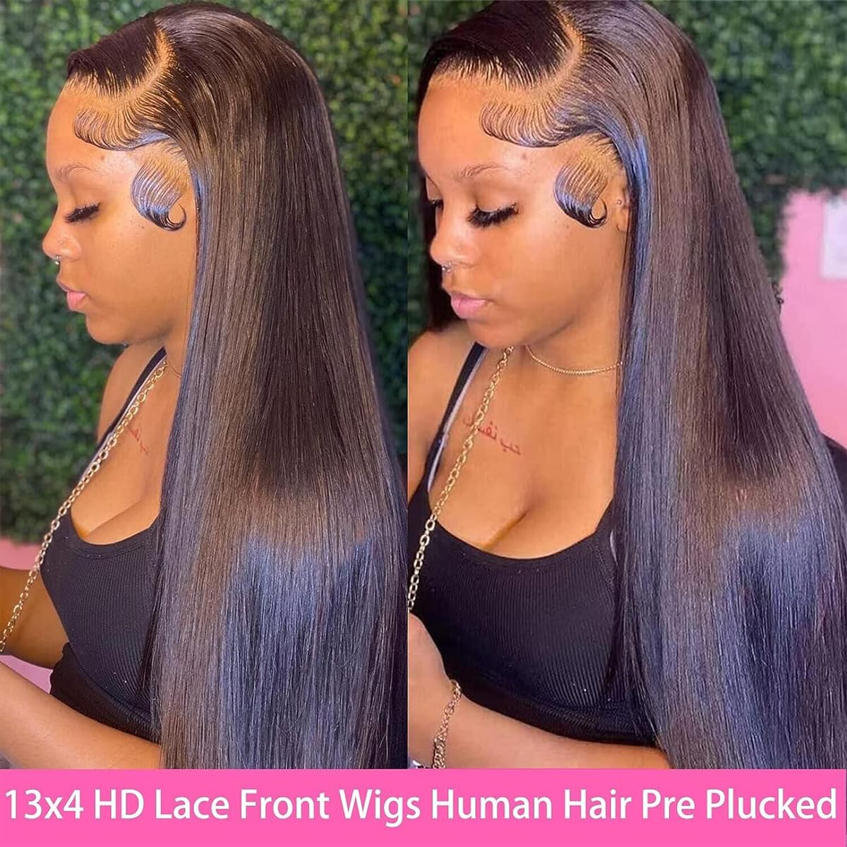 Straight Human Hair Pre Plucked, 180 Density 13x4 HD Transparent Lace Front Wigs, Glueless Wig with Baby Hair, Brazilian Natural Color 20&nbsp;Inch