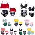 thumbnail image 2 of Traje de baño familiar a juego con lunares florales, traje de baño para madre e hija, vestido de Bikini de playa para mamá y yo, ropa para niños y niñas Gao Jinjia LED, 2 of 2