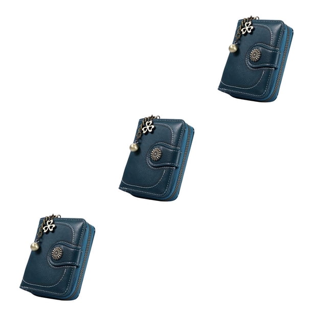 Cartera corta Sonducket de Cuero PU Retro portátil Azul