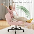 thumbnail image 6 of Cross Legged Office Chair with Foot Rest, 6.3" Thick Cushioned Criss Cross Chair with Wheels, Height Adjustable Swivel Vanity Chair for All-Day Comfort (Pink), 6 of 18