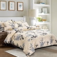 thumbnail image 2 of Ultra Soft Floral Design 5 Piece Reversible Duvet Cover Set with 4 Pillow Shams in Beige - Twin, Floral Design, 2 of 7
